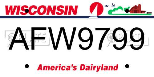 AFW9799 Wisconsin License Plate