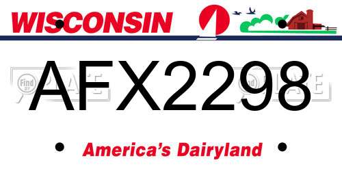 AFX2298 Wisconsin License Plate