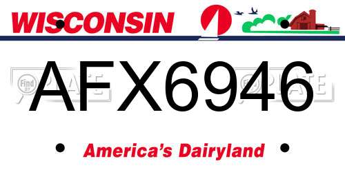 AFX6946 Wisconsin License Plate