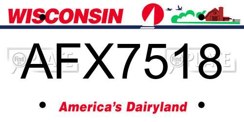 AFX7518 Wisconsin License Plate