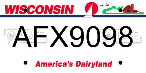 AFX9098 Wisconsin License Plate