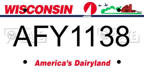 AFY1138 Wisconsin License Plate