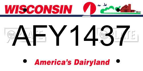 AFY1437 Wisconsin License Plate