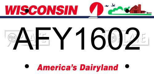 AFY1602 Wisconsin License Plate