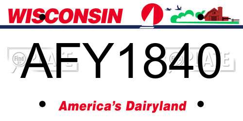 AFY1840 Wisconsin License Plate