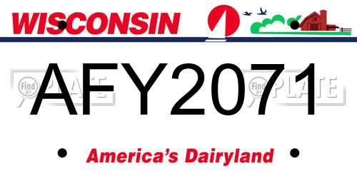 AFY2071 Wisconsin License Plate