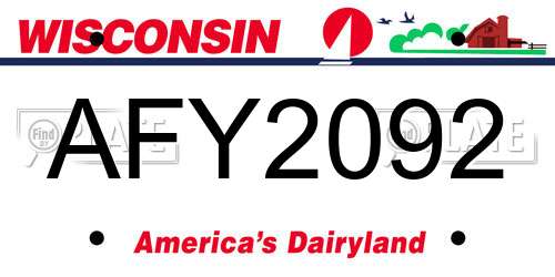 AFY2092 Wisconsin License Plate