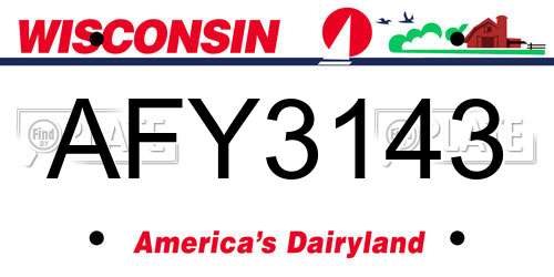 AFY3143 Wisconsin License Plate