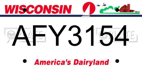AFY3154 Wisconsin License Plate