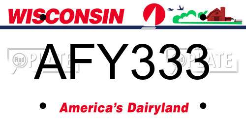 AFY333 Wisconsin License Plate