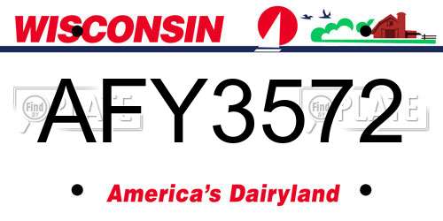 AFY3572 Wisconsin License Plate