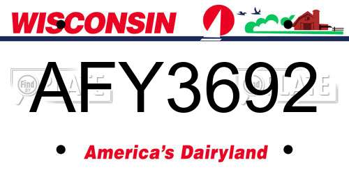 AFY3692 Wisconsin License Plate