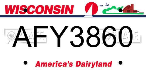 AFY3860 Wisconsin License Plate