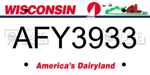AFY3933 Wisconsin License Plate