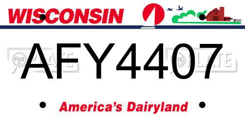 AFY4407 Wisconsin License Plate
