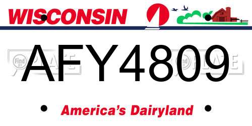 AFY4809 Wisconsin License Plate