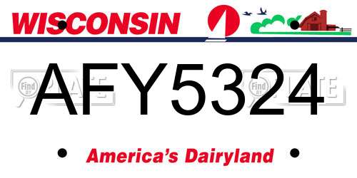 AFY5324 Wisconsin License Plate