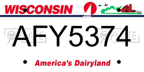 AFY5374 Wisconsin License Plate