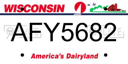 AFY5682 Wisconsin License Plate