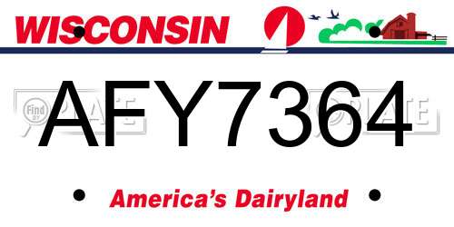 AFY7364 Wisconsin License Plate