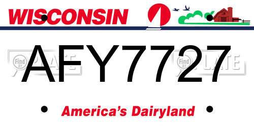 AFY7727 Wisconsin License Plate