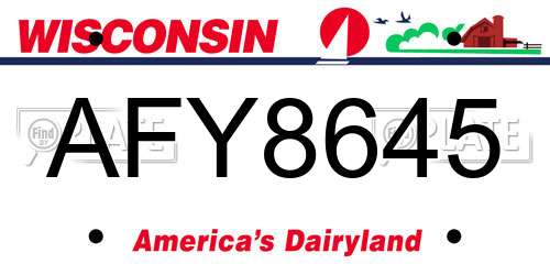 AFY8645 Wisconsin License Plate