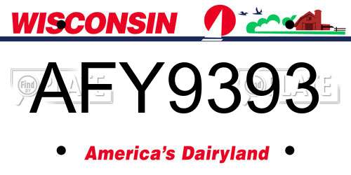 AFY9393 Wisconsin License Plate