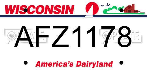 AFZ1178 Wisconsin License Plate