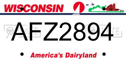 AFZ2894 Wisconsin License Plate