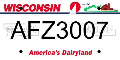 AFZ3007 Wisconsin License Plate