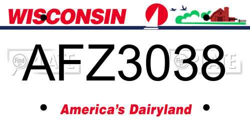 AFZ3038 Wisconsin License Plate