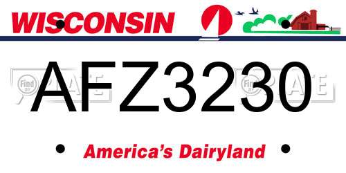 AFZ3230 Wisconsin License Plate