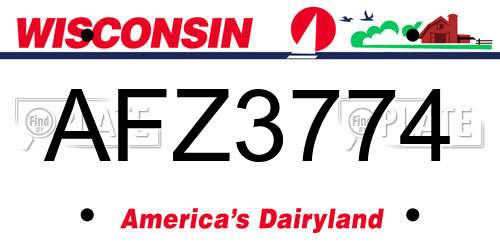 AFZ3774 Wisconsin License Plate