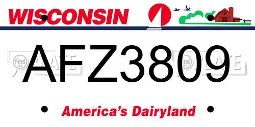 AFZ3809 Wisconsin License Plate