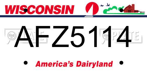AFZ5114 Wisconsin License Plate