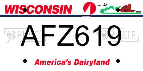 AFZ619 Wisconsin License Plate