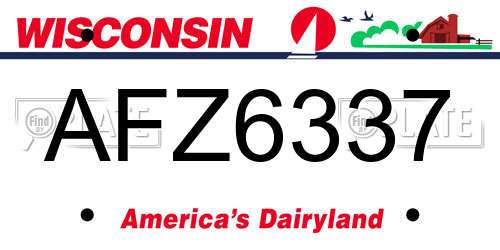 AFZ6337 Wisconsin License Plate