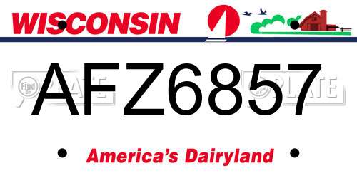 AFZ6857 Wisconsin License Plate