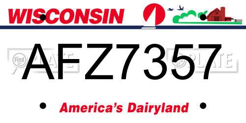 AFZ7357 Wisconsin License Plate