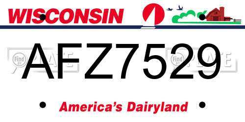 AFZ7529 Wisconsin License Plate