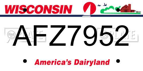 AFZ7952 Wisconsin License Plate