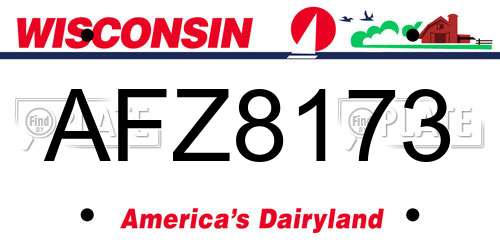 AFZ8173 Wisconsin License Plate