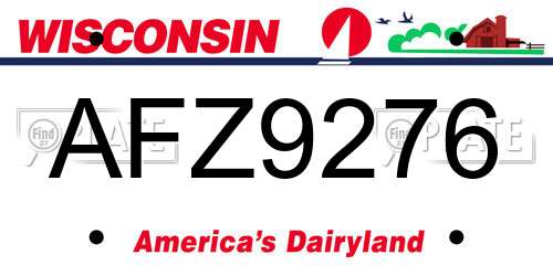 AFZ9276 Wisconsin License Plate