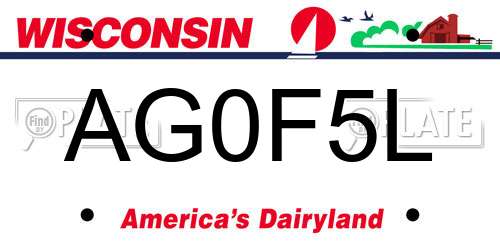 AG0F5L Wisconsin License Plate