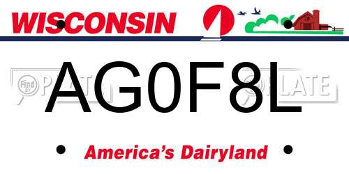 AG0F8L Wisconsin License Plate