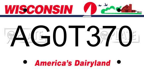 AG0T370 Wisconsin License Plate