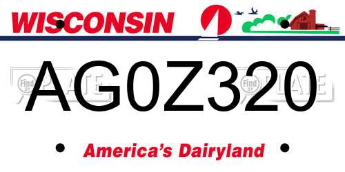 AG0Z320 Wisconsin License Plate