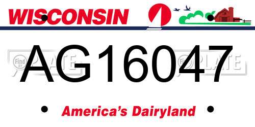 AG16047 Wisconsin License Plate