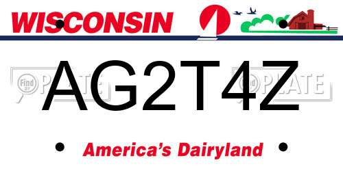 AG2T4Z Wisconsin License Plate