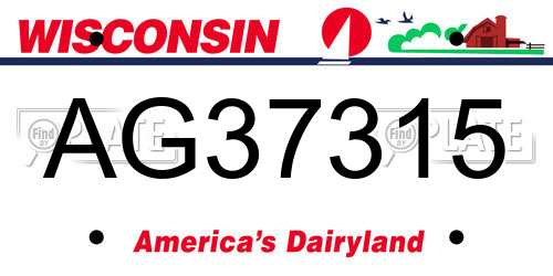 AG37315 Wisconsin License Plate